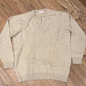 Saks Vintage Men's Beige V-Neck Cashmere Sweater Large